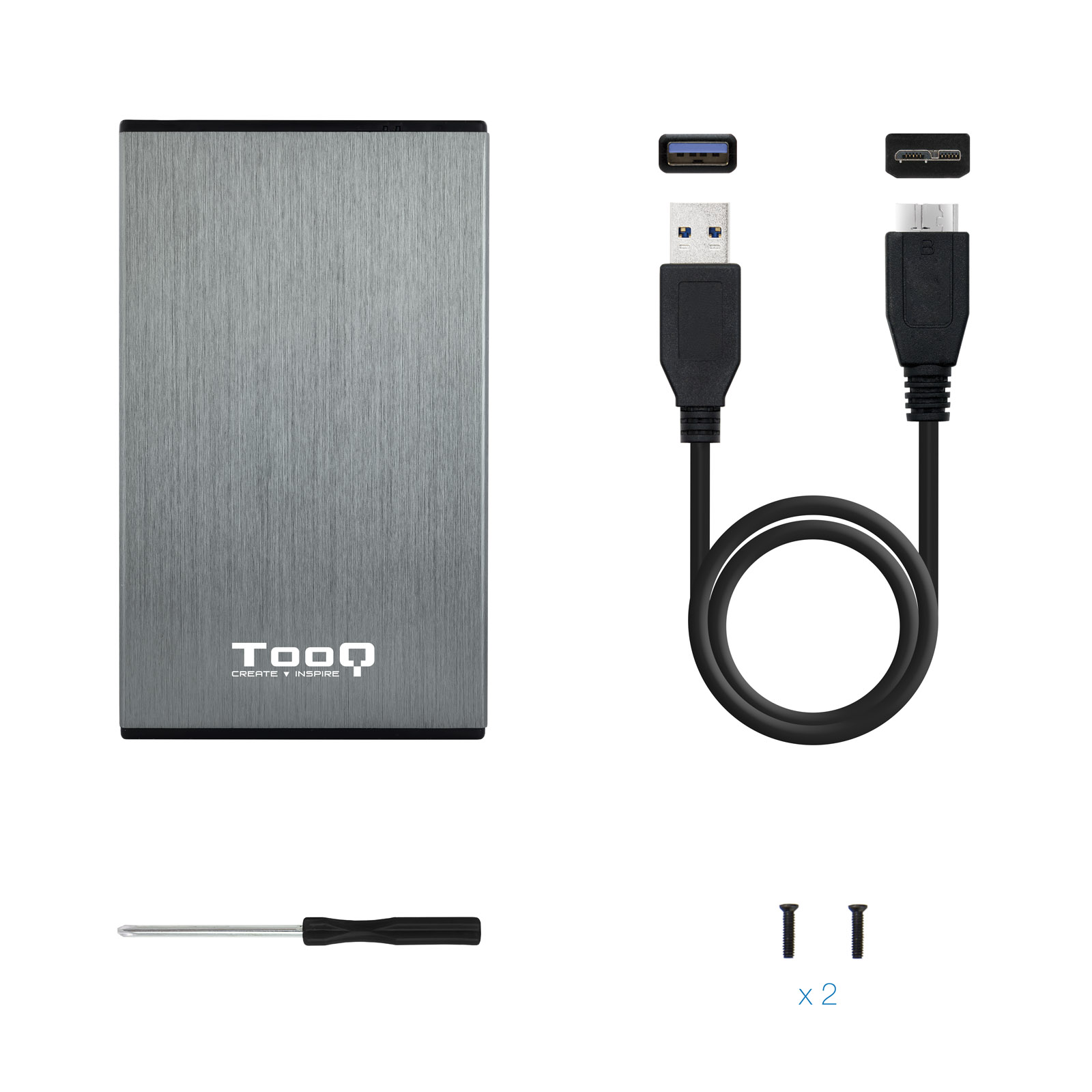 Caja externa tooq tqe - 2527g para hhd - ssd 2.5 pulgadas 9.5mm sata usb 3.0 gris - Imagen 6