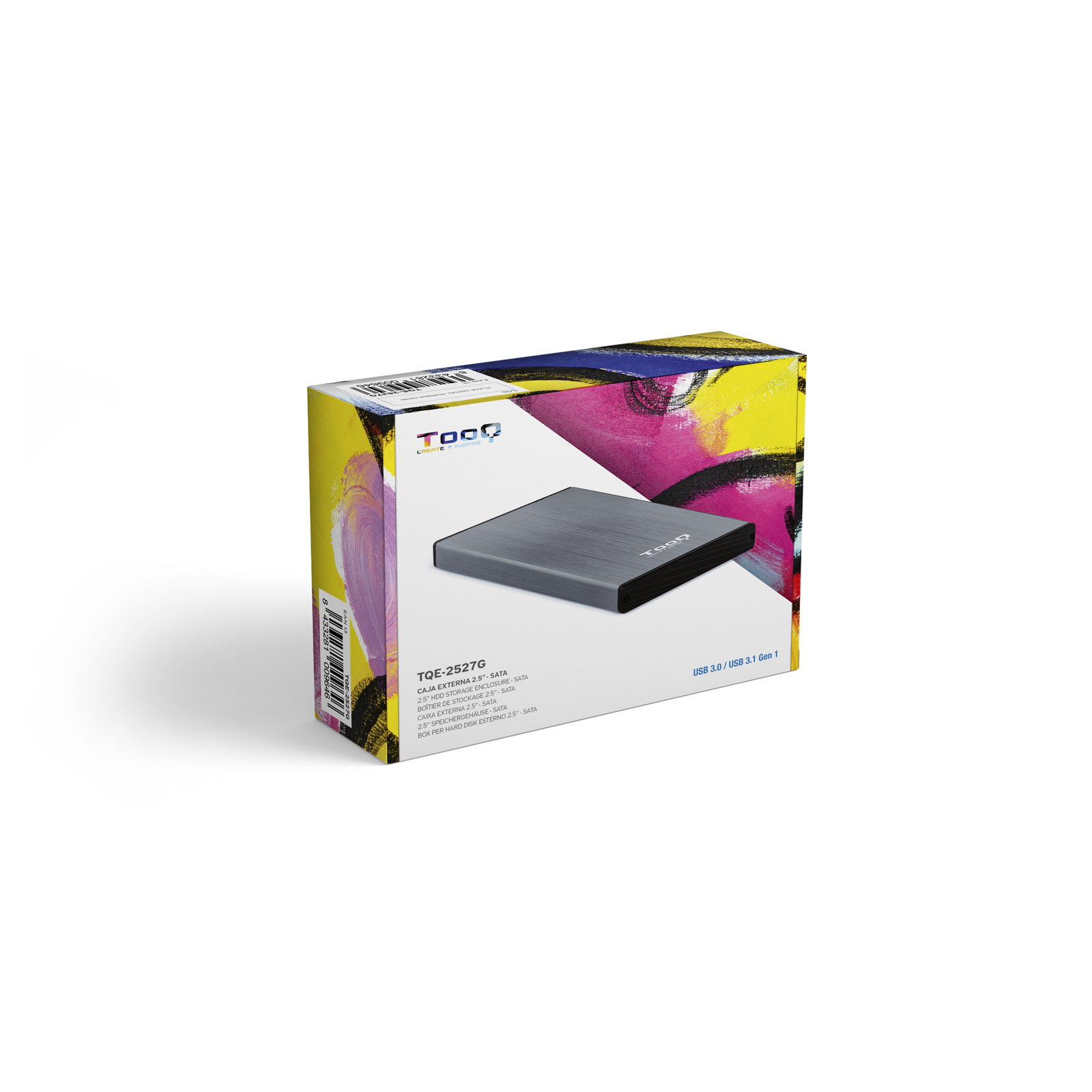 Caja externa tooq tqe - 2527g para hhd - ssd 2.5 pulgadas 9.5mm sata usb 3.0 gris - Imagen 7