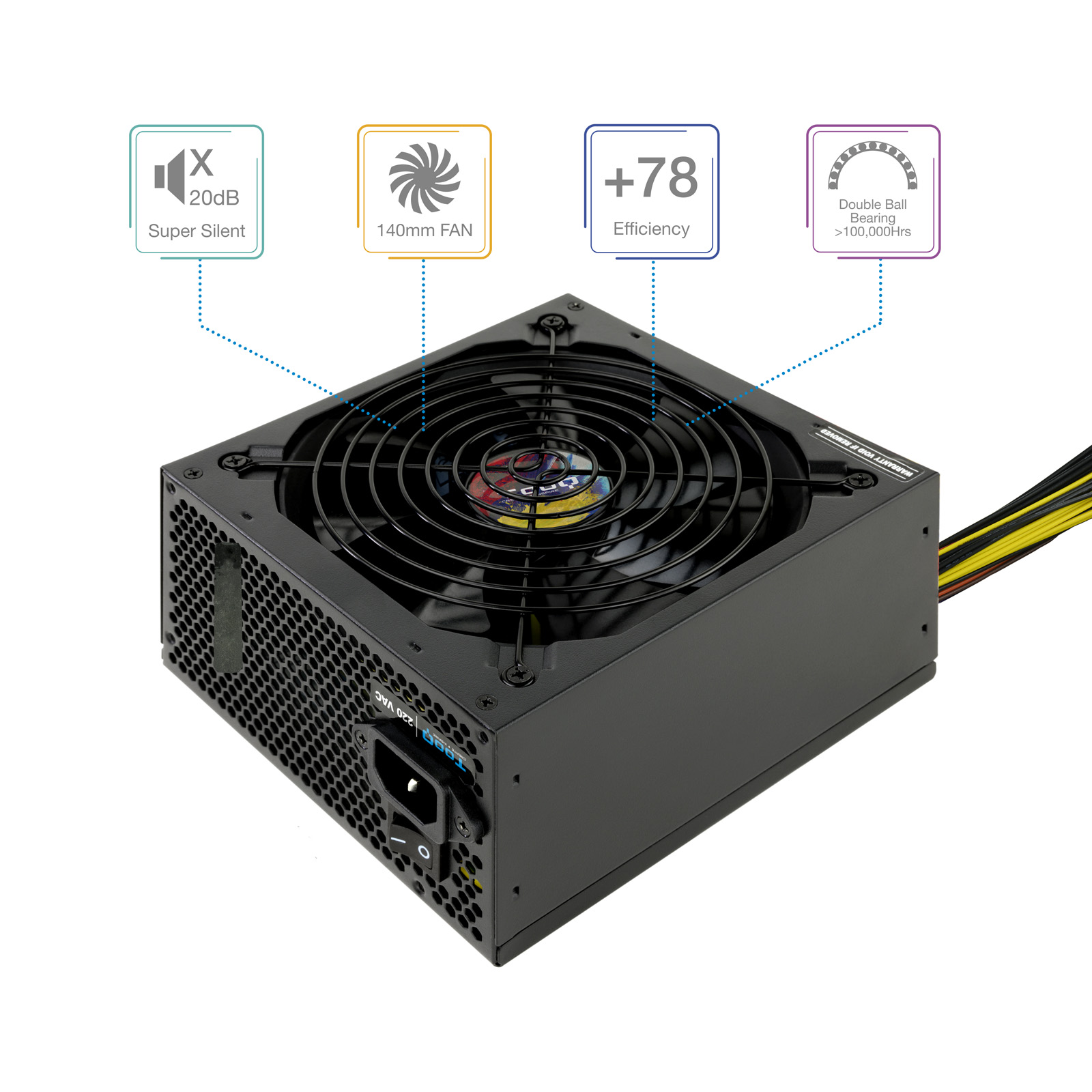 Fuente de alimentacion tooq tqapolo - 600sp atx 600w - Imagen 2