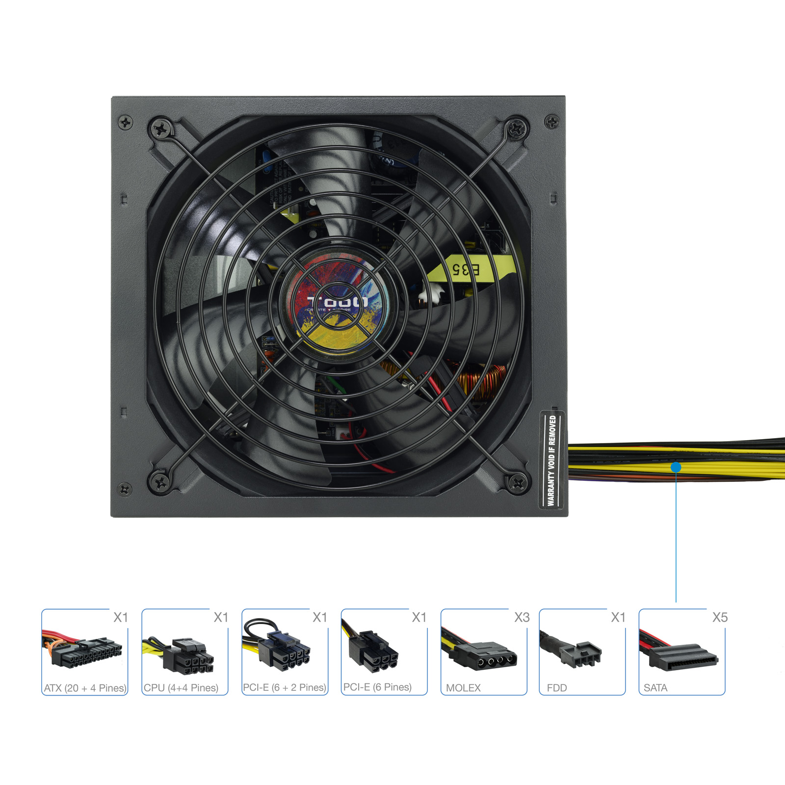Fuente de alimentacion tooq tqapolo - 600sp atx 600w - Imagen 3
