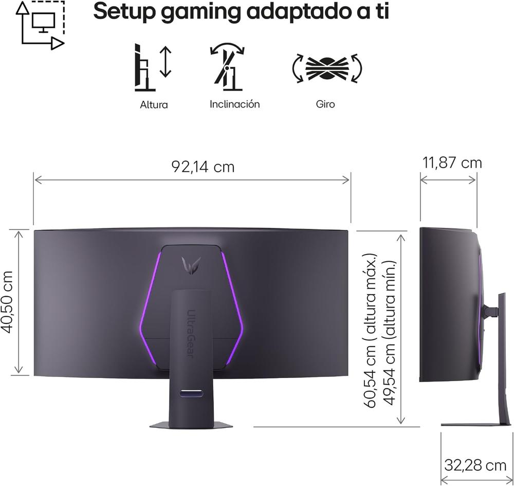 Monitor curvo gaming lg 39gx950b - b 38.6 pulgadas 5k2k 165hz - Imagen 2