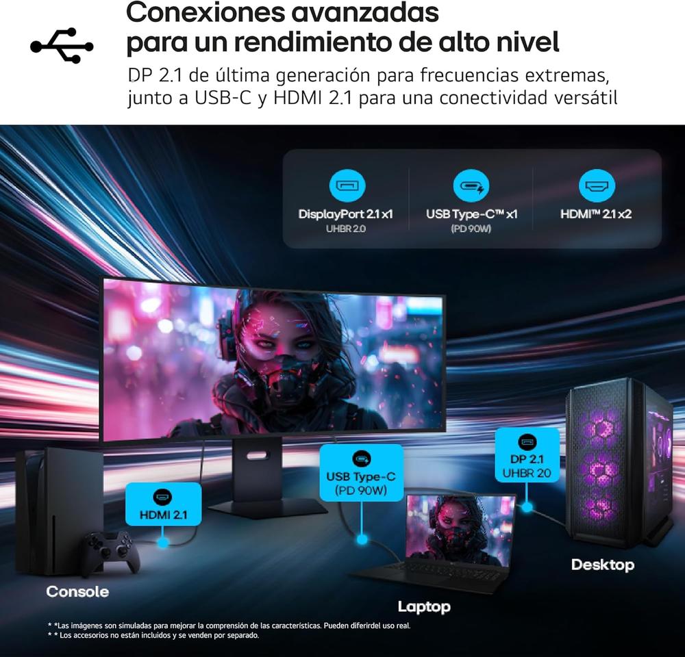 Monitor curvo gaming lg 39gx950b - b 38.6 pulgadas 5k2k 165hz - Imagen 7