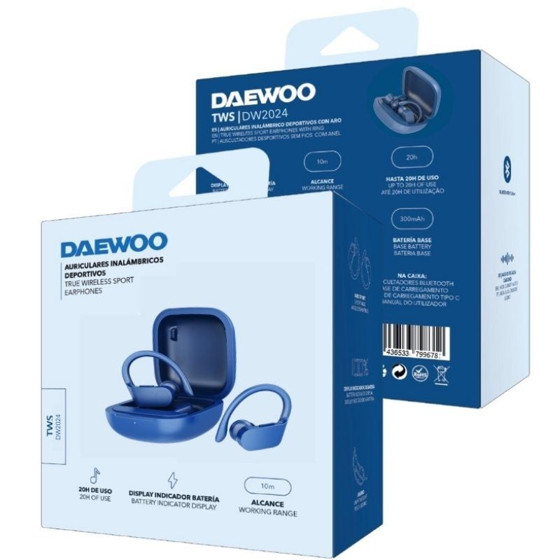 Auriculares Deportivos Bluetooth Daewoo DW2024 con estuche de carga/ Autonomía 5h/ Azules - Imagen 4