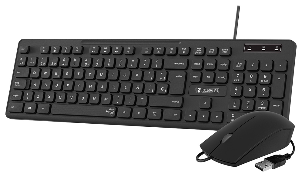 COMBO TECLADO RATON SUBBLIM BUSINESS SLIM USB NEGRO 8436586742362 SUBKBC-CSSK01
