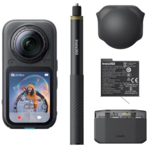 Cámara Digital Deportiva Insta360 X6 Pack Essential/ 8K/ Ángulo de visión 360º/ Negra/ Incluye Stick
