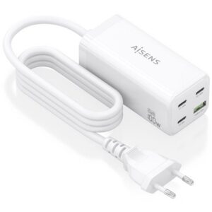 Cargador Sobremesa GaN Aisens ASCH-100W4P053-W/ 3xUSB Tipo-C/ 1xUSB/ 100W 8435739903193 ASCH-100W4P053-W AIS-CARGA ASCH-100W4P053-W