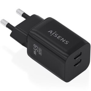 Cargador de Pared GaN Aisens A110-1030/ 2xUSB Tipo-C/ 65W/ Negro 8435739905067 A110-1030 AIS-CARGA A110-1030