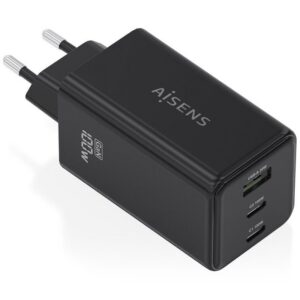 Cargador de Pared GaN Aisens ASCH-100W3P052-BK/ 2xUSB Tipo-C/ 1xUSB/ 100W 8435739903186 ASCH-100W3P052-BK AIS-CARGA ASCH-100W3P052-BK