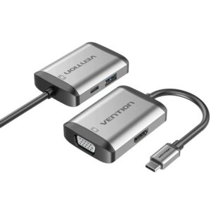 Conversor Vention TFAHB/ 1xUSB/ 1xHDMI/ 1xVGA/ 1xUSB Tipo-C PD/ Gris 6922794742567 TFAHB VEN-CAB TFAHB