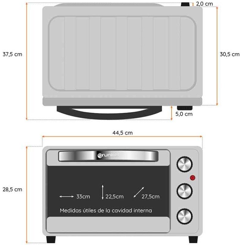 Horno de Sobremesa Grunkel HR-23SILVER/ 1600W/ Capacidad 23L/ Plata - Imagen 2