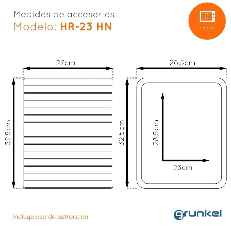 Horno de Sobremesa Grunkel HR-23SILVER/ 1600W/ Capacidad 23L/ Plata - Imagen 4