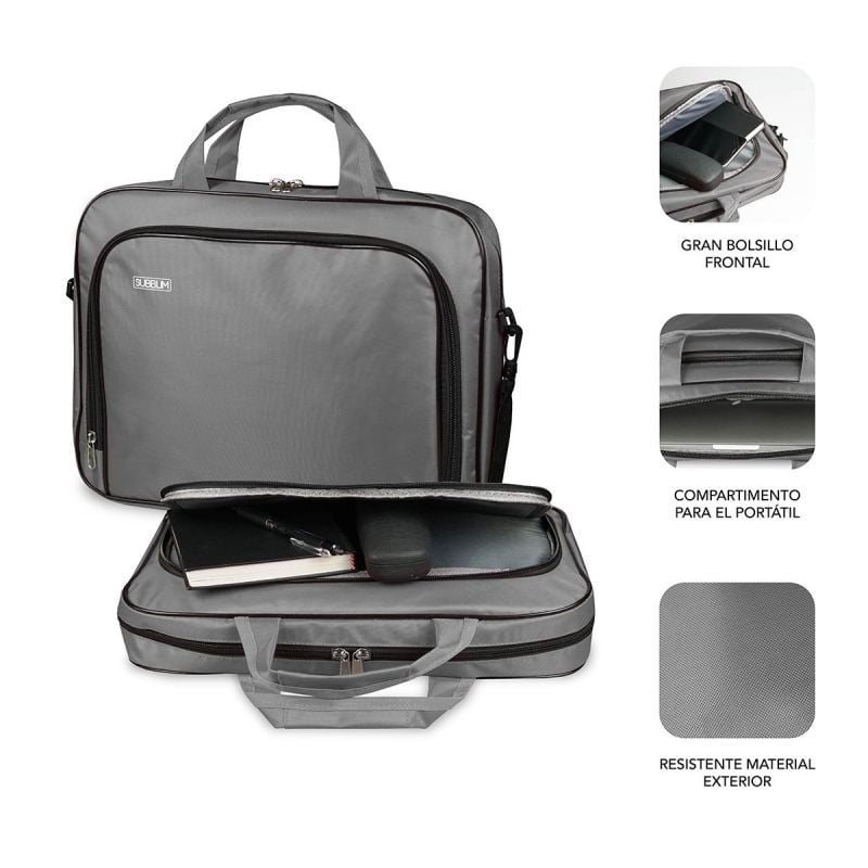 Maletín Subblim Oxford para Portátiles hasta 16"/ Gris - Imagen 2