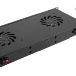 PANEL VENTILACION LANBERG LCD 2 VENTILADORES TERMOSTATO 230V 1U RACK 19 NEGRO 5901969418064 AK-1502-B