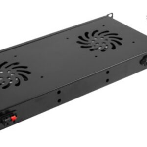 PANEL VENTILACION LANBERG LCD 2 VENTILADORES TERMOSTATO 230V 1U RACK 19 NEGRO 5901969418064 AK-1502-B