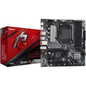 Placa Base Asrock B550M Phantom Gaming 4/ DDR4/ PCIe 4.0/ Socket AM4/ Micro ATX 4710483932755 90-MXBE90-A0UAYZ ASR-PB B550M PHAN GAM 4