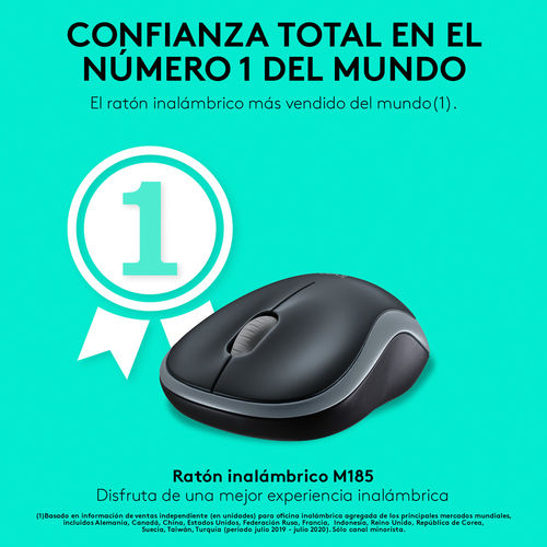 RATON LOGITECH M185 INALAMBRICO NEGRO/GRIS 5099206027282 P/N: 910-002238 | Ref. Artículo: 910-002238