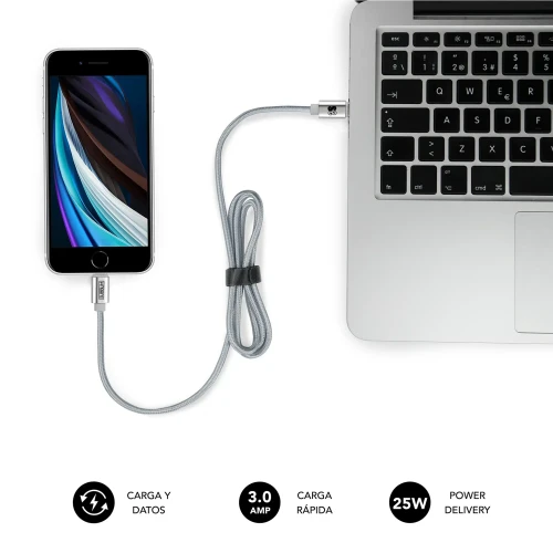 SUBBLIM CARGADOR ULTRA RAPIDO 2xUSB DE PARED PD25W+QC3.0+Cable C to C y lightning Blanco - Imagen 6