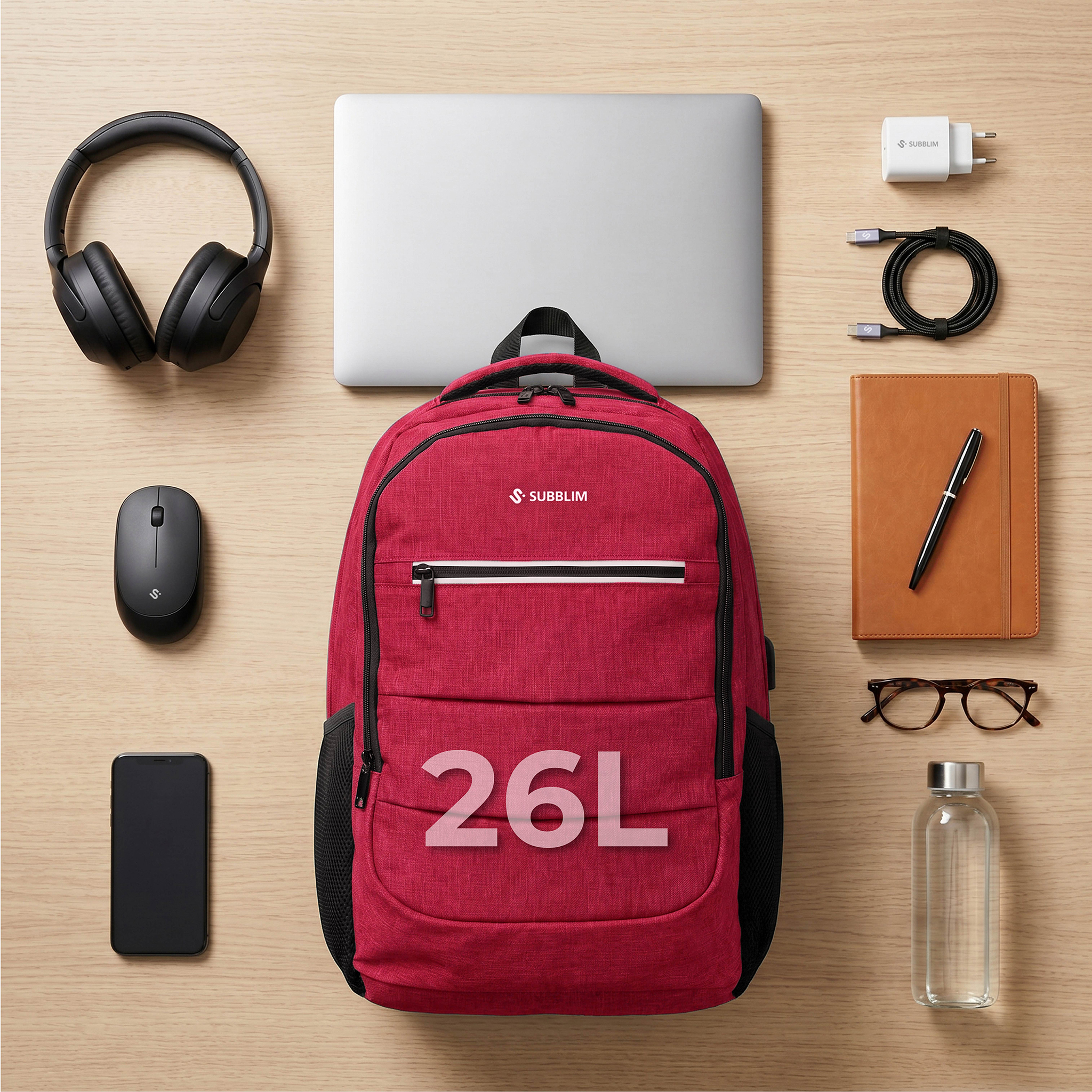 SUBBLIM City Plus Backpack 16" 26L Red - Imagen 3