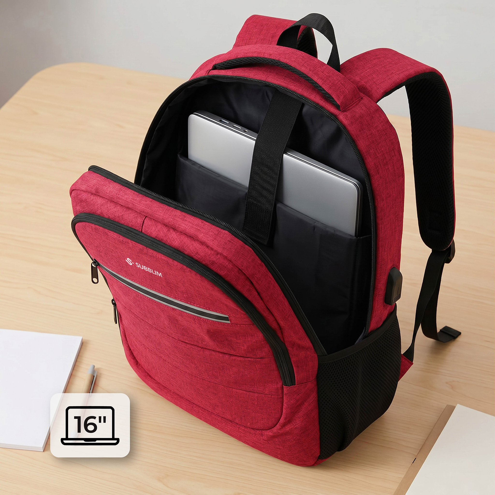SUBBLIM City Plus Backpack 16" 26L Red - Imagen 4