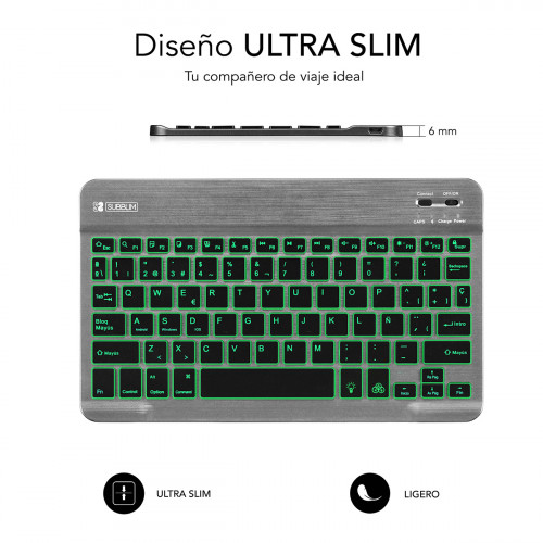 SUBBLIM Teclado Retroiluminado Bluetooth Smart Backlit BT Keyboard Grey - Imagen 3