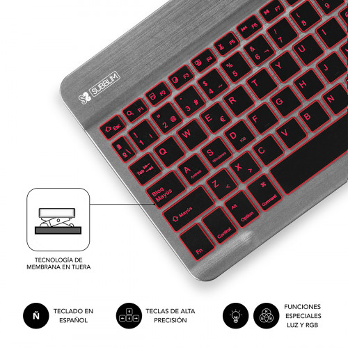 SUBBLIM Teclado Retroiluminado Bluetooth Smart Backlit BT Keyboard Grey - Imagen 4