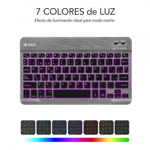 SUBBLIM Teclado Retroiluminado Bluetooth Smart Backlit BT Keyboard Grey - Imagen 5
