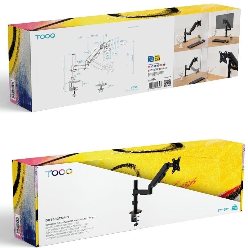 Soporte de Mesa para Monitor TooQ DB1532TNR-B/ Giratorio/ Inclinable/ hasta 9kg - Imagen 5