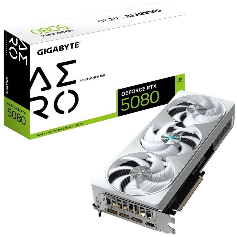 Tarjeta Gráfica Gigabyte GeForce RTX 5080 AERO OC SFF/ 16GB GDDR7 4719331355555 9VN5080AO-00-G10 GIG-GF RTX5080 AER OC SF 16G